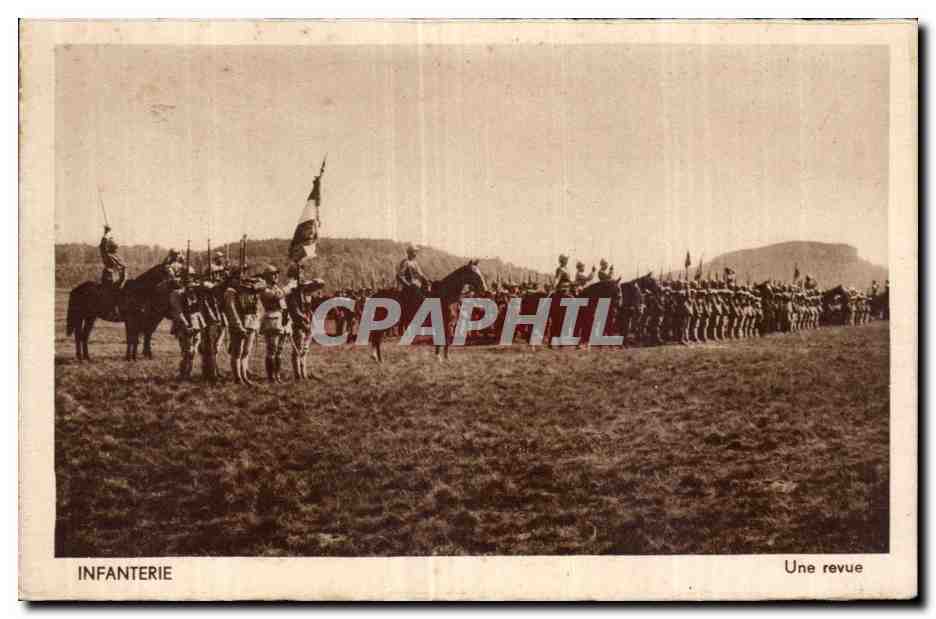 CPA Militaria Infanterie Une revue 