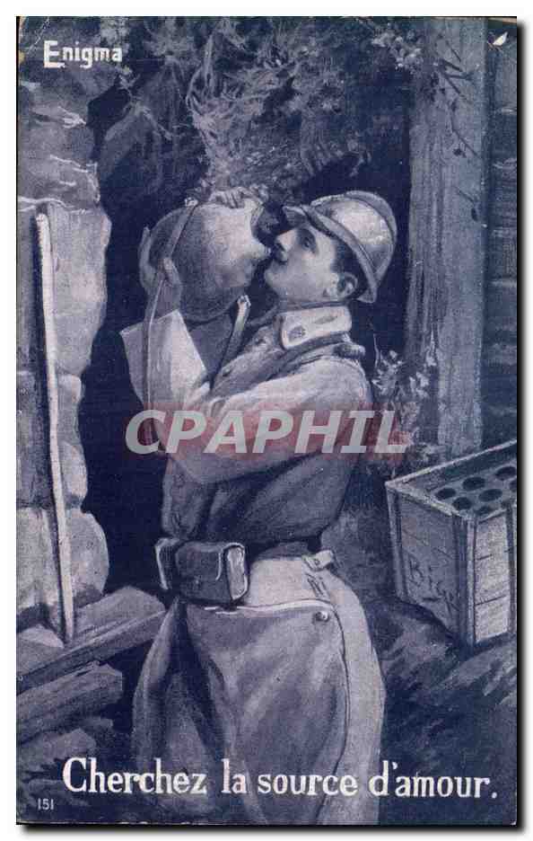 CPA Militaria Soldat Cherchez la source d amour