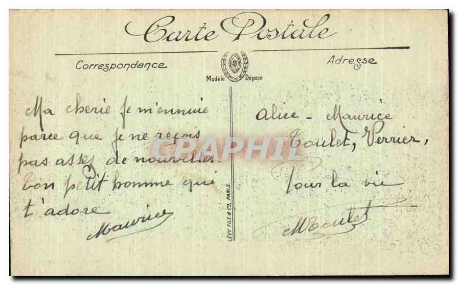 La Panne — Effetto di un 75 sulla casa di un agente segreto — Editore Lévy Frères & Cie, Parigi, n° 349 — Verso