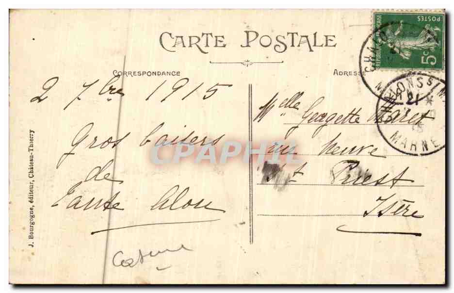 CPA Militaria Chalons sur Marne Quartier Corbineau (5eme chasseurs) — Rückseite