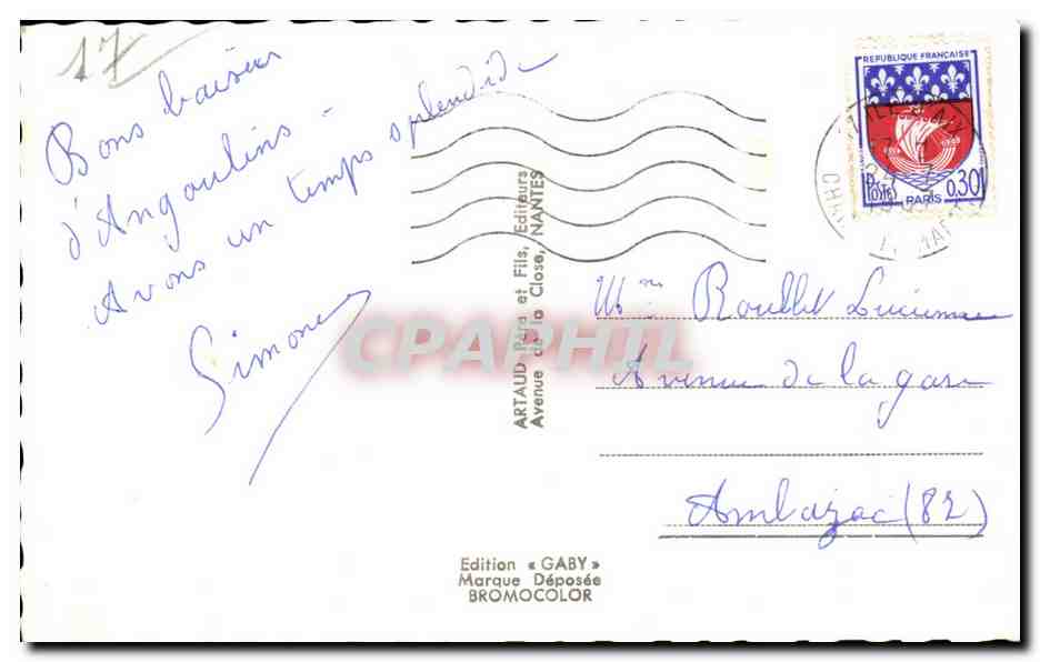 Angoulins sur Mer - Souvenir - CPA  — Back