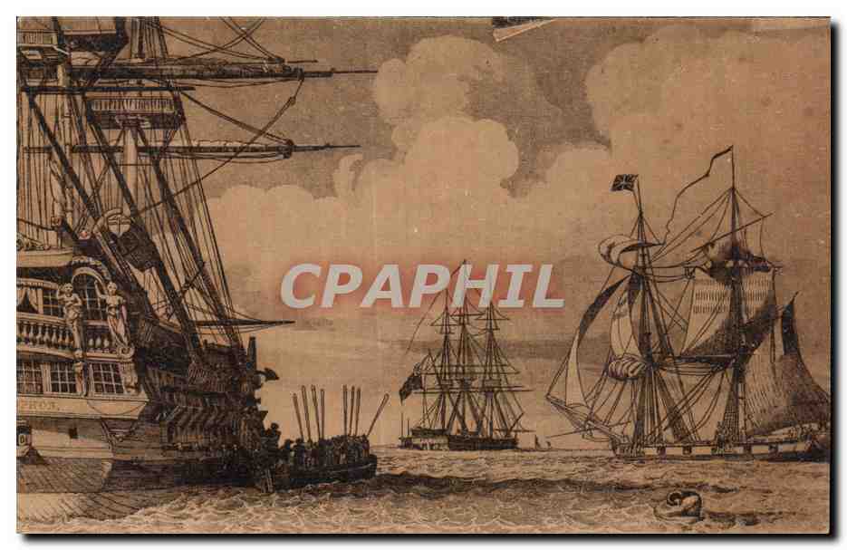Ile d Aix - Embarquement de Napoleon I sur le Bellerophon - bateau - 15 juillet 1815 - CPA 