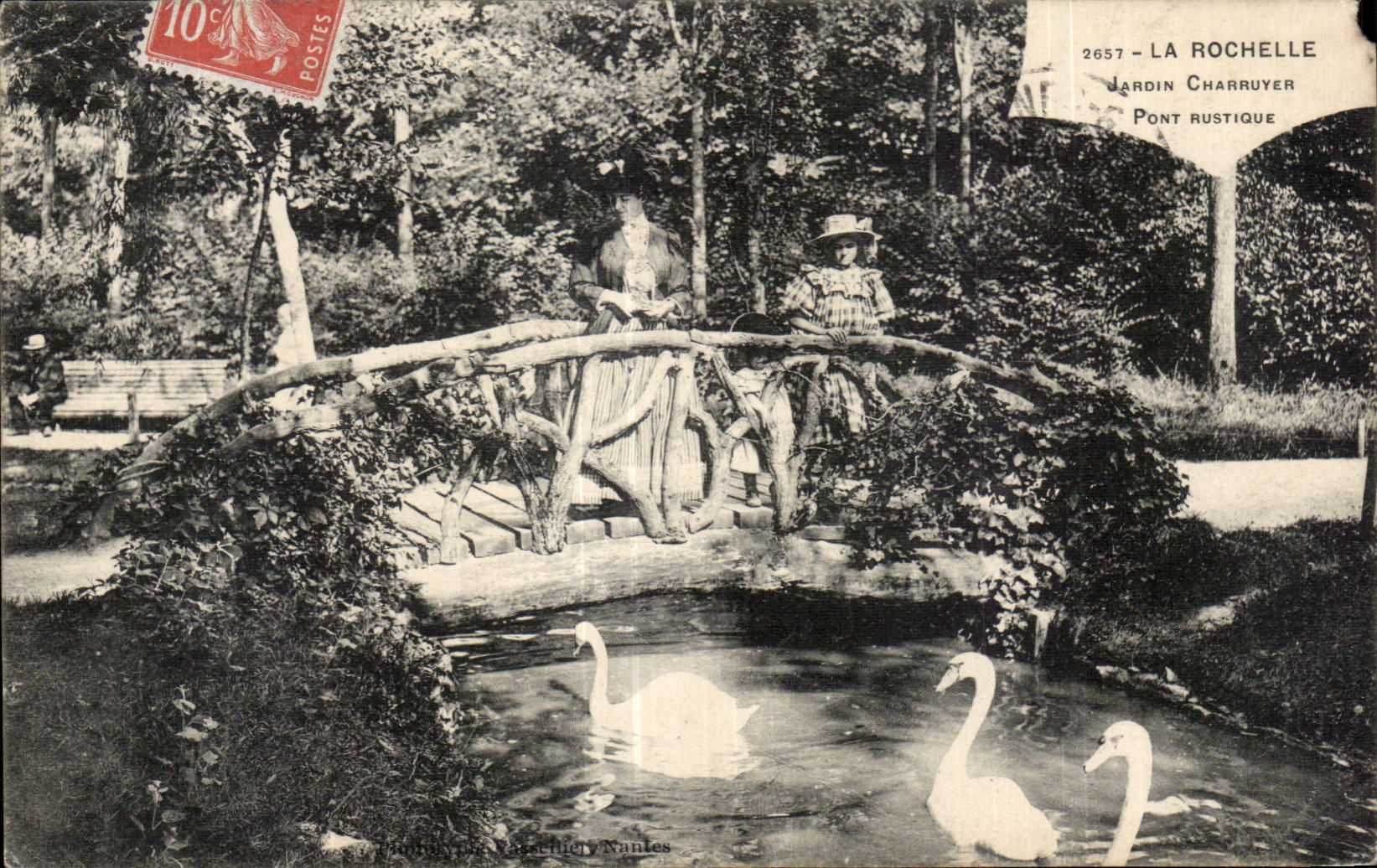 La Rochelle - Jardin Charruyer - Pont Rustique Cygnes Swan - CPA 