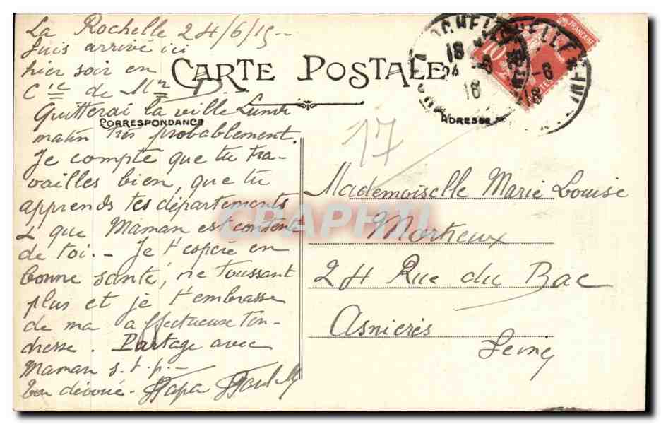 La Rochelle — Ausgang des Hafens — R. Bergevin, Verlag, 66, Rue des Merciers, La Rochelle — Rückseite
