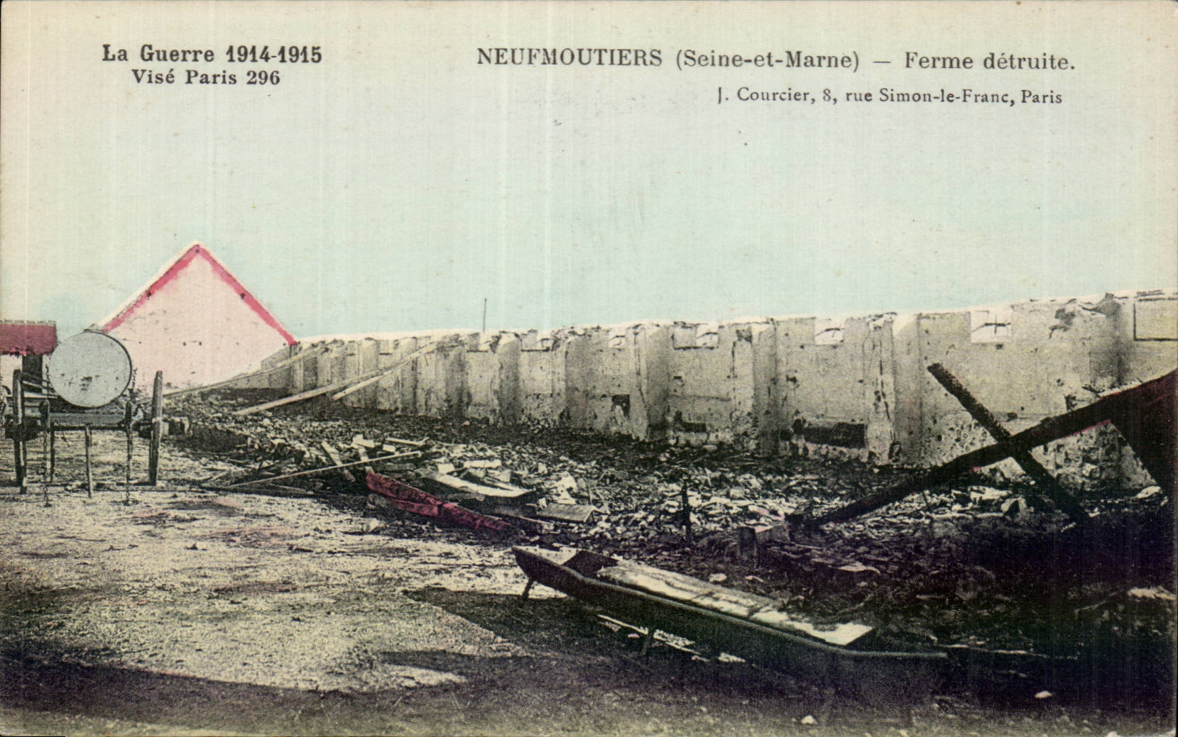 CPA Militaria Neufmoutiers Ferme detruite