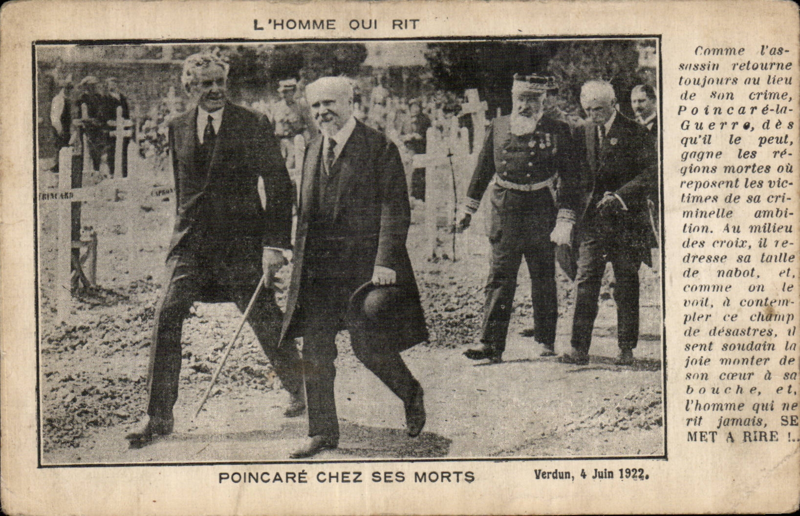 CPA Militaria L homme qui rit Poncare chez ses morts