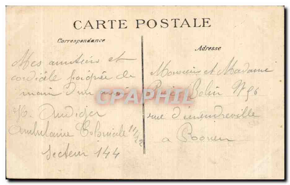 CPA Militaria Arras Coins des rues Saint Gery et Jacques le Caron  — Rückseite