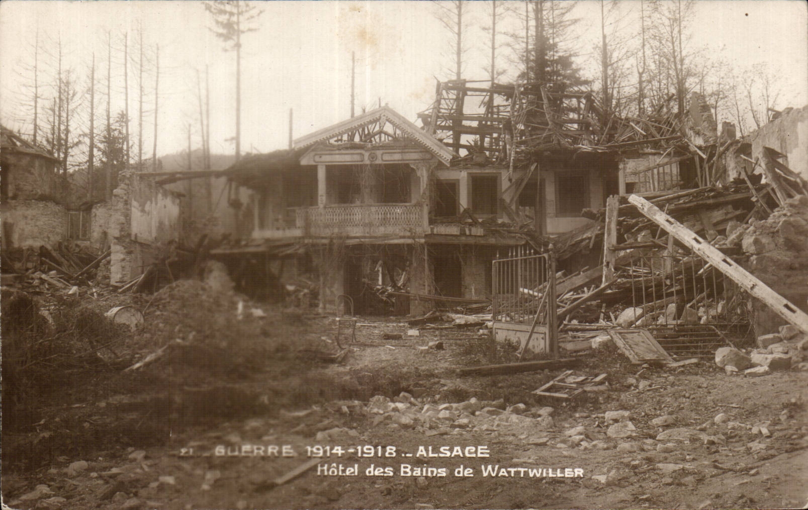 Hôtel des Bains de Wattwiller — destruction après la guerre 1914-1918 — éditeur Jules Kuntz