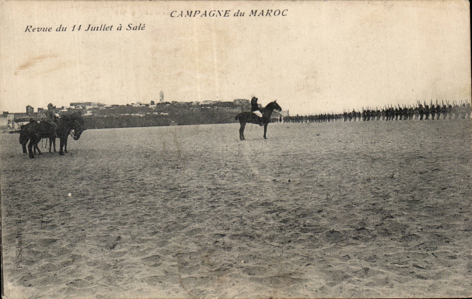 CPA Militaria Campagne du Maroc Revue du 14 juillet a Sale
