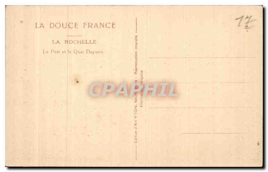 La Rochelle — Der Hafen und der Quai Duperré — Édition d'Art YVON — Rückseite