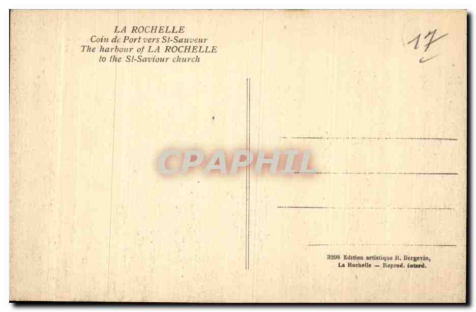 La Rochelle - Coin de Port vers Saint Sauveur Bateaux - CPA — Verso