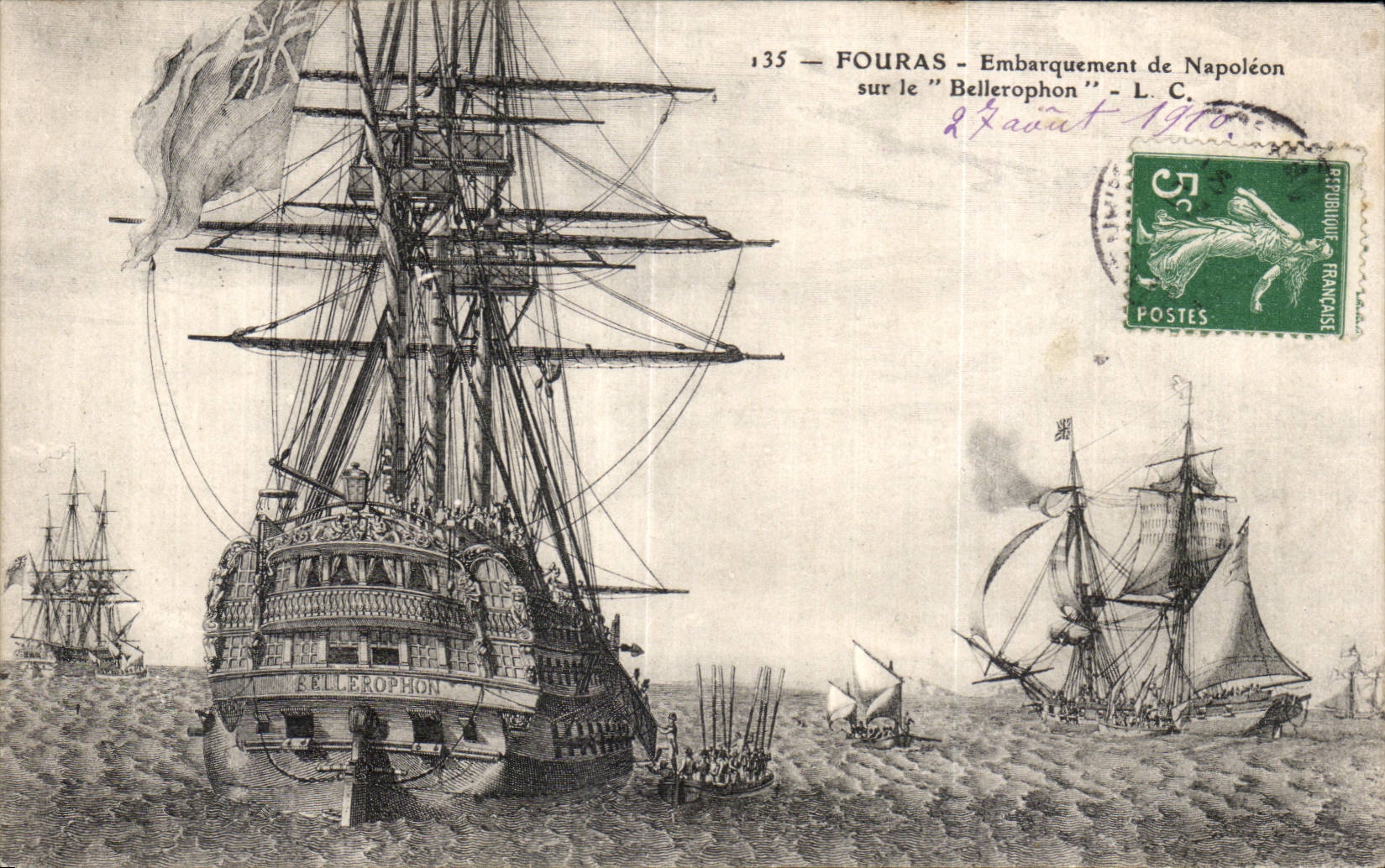 Fouras - Embarquement de Napoleon I sur le Bellerophon - CPA