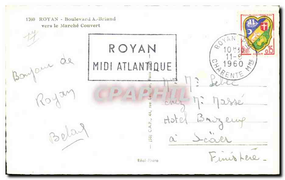 Royan - Boulevard A Briand vers le Marche Couvert - CPA  — Verso