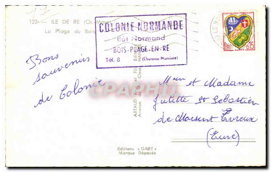 Plage du Bois — Colombie Normande — Éditions GABY — Verso