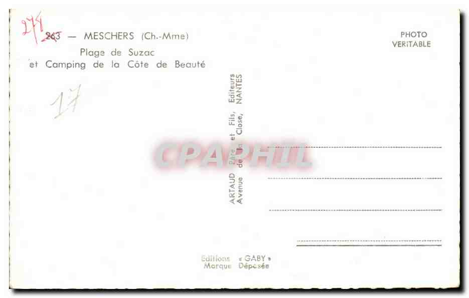 Meschers - Plage de Suzac et Camping de la Cote de Beaute - CPA  — Verso