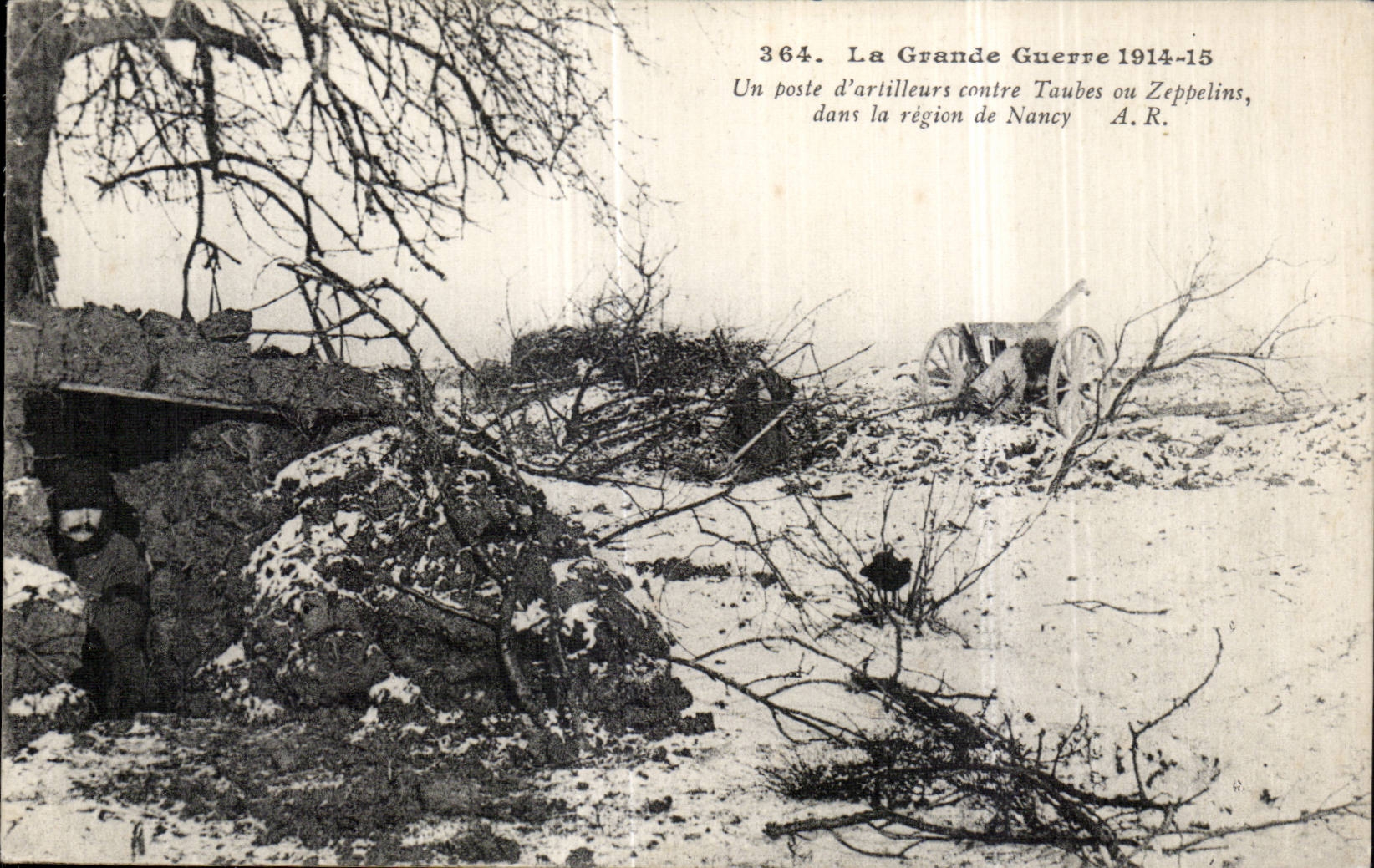 CPA Militaria La grande guerre 1914 Un poste d artilleurs contre Taubes ou zeppelins dans la region de Nancy 