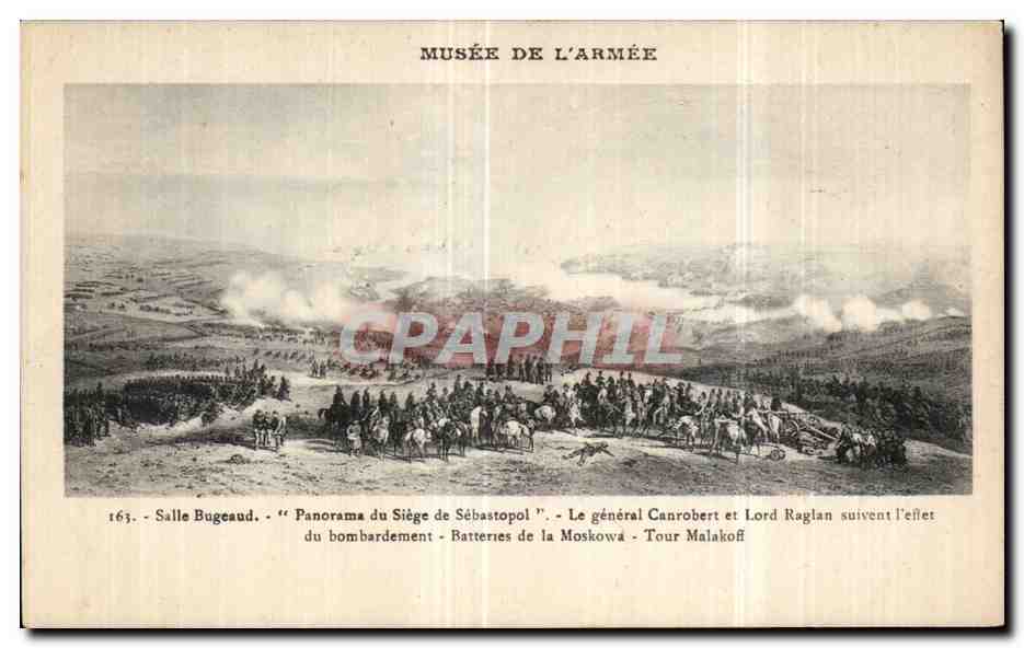 CPA Militaria Paris Musee de l armee Salle Bugeaud Panorama du siege de Sebastopol Le general Canrobert et Lord Raglan 