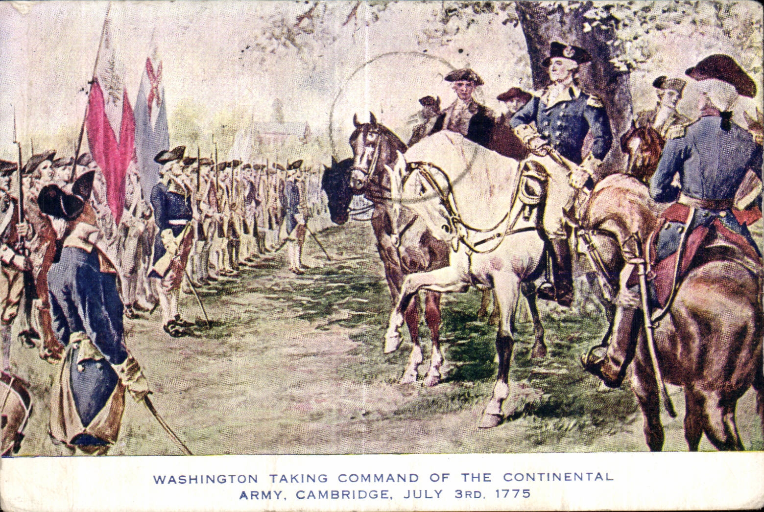 Washington tomando el mando del ejército continental — Cambridge, 3 de julio de 1775 — editor no visible
