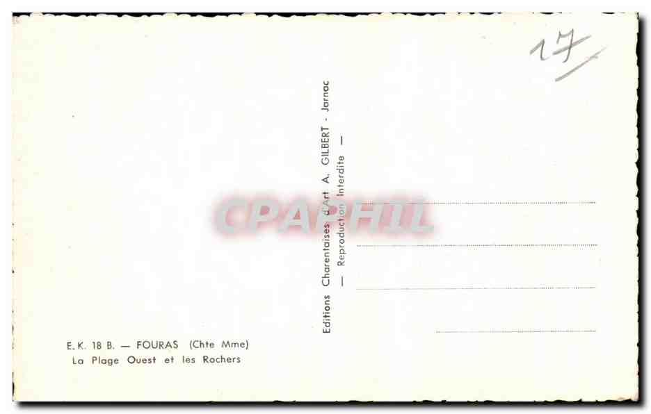 Fouras - La Plage Ouest et les Rochers - CPA — Back