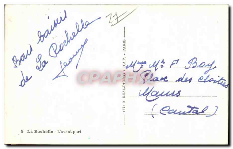 La Rochelle - L'avant-port — vue des bateaux et des tours — éditeur G.A.P. n°9 — Verso