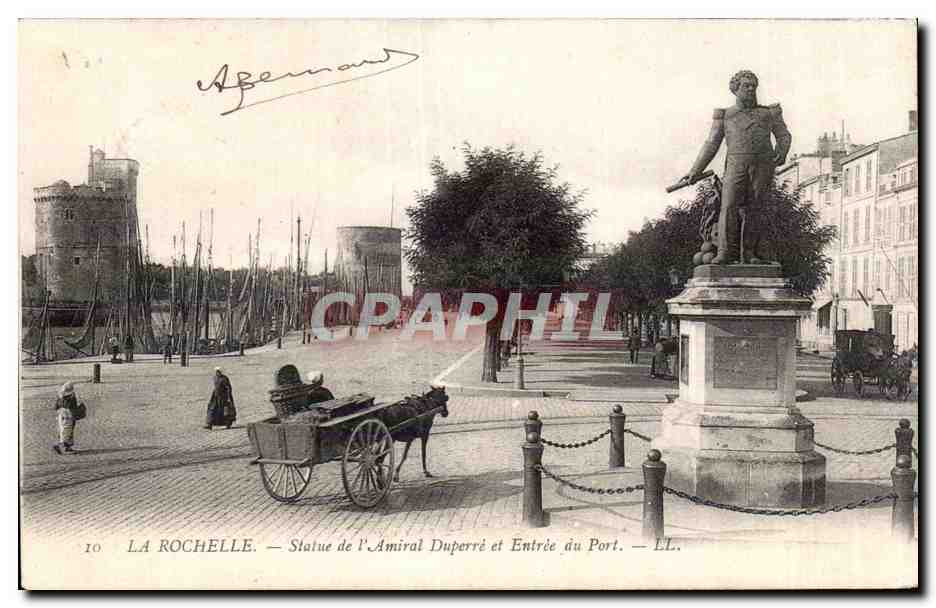 La Rochelle - Statue de l Amiral Duperre et Entree du Port - CPA