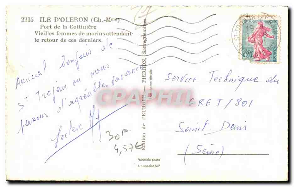CPSM Ile d Oleron Port de la Cottiniere Vieilles femmes de marins attendant le retour de ces derniers — Rückseite