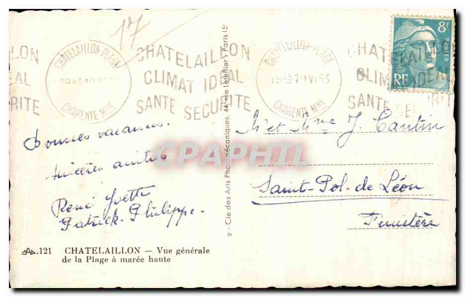 CPA Chatelaillon Vue generale de la plage a maree haute — Back
