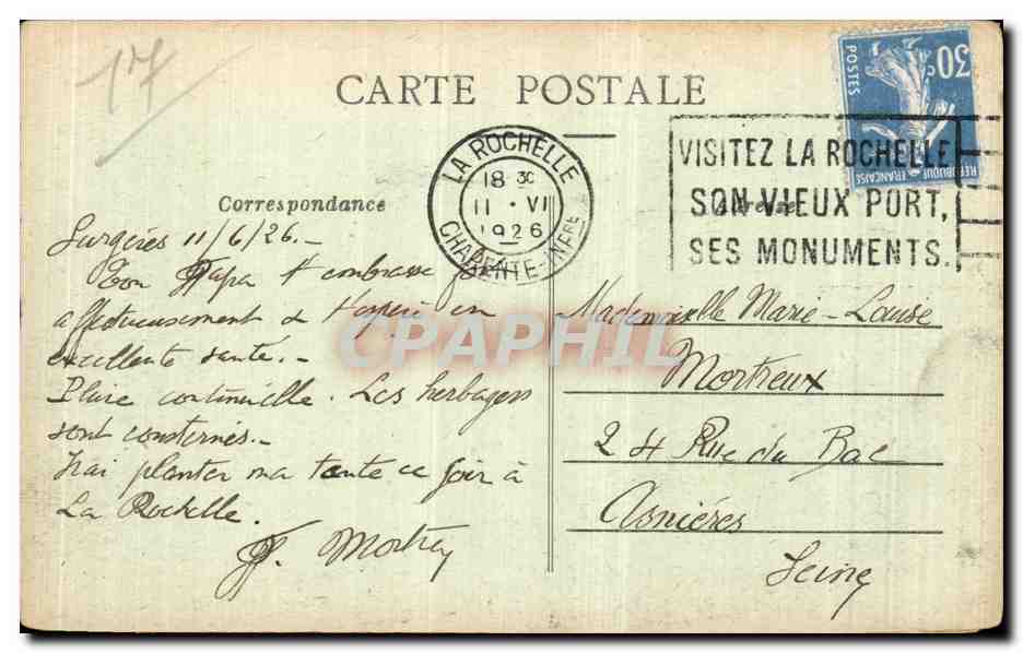CPA Chateau de Poleon Canton de Surgeres — Back