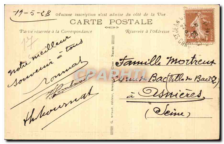 CPA Saint Jean d Angely L hotel de ville — Back