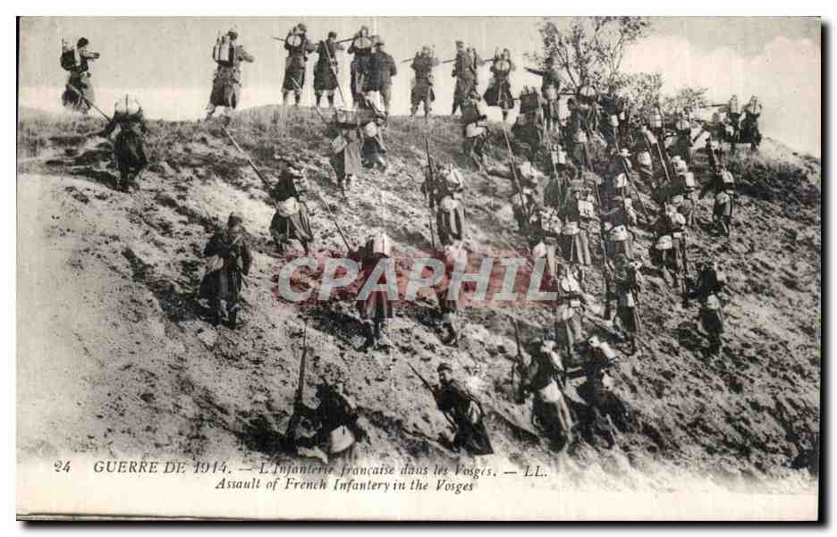 CPA Militaria Guerre de 1914 Infanterie francaise dans les Vosges 