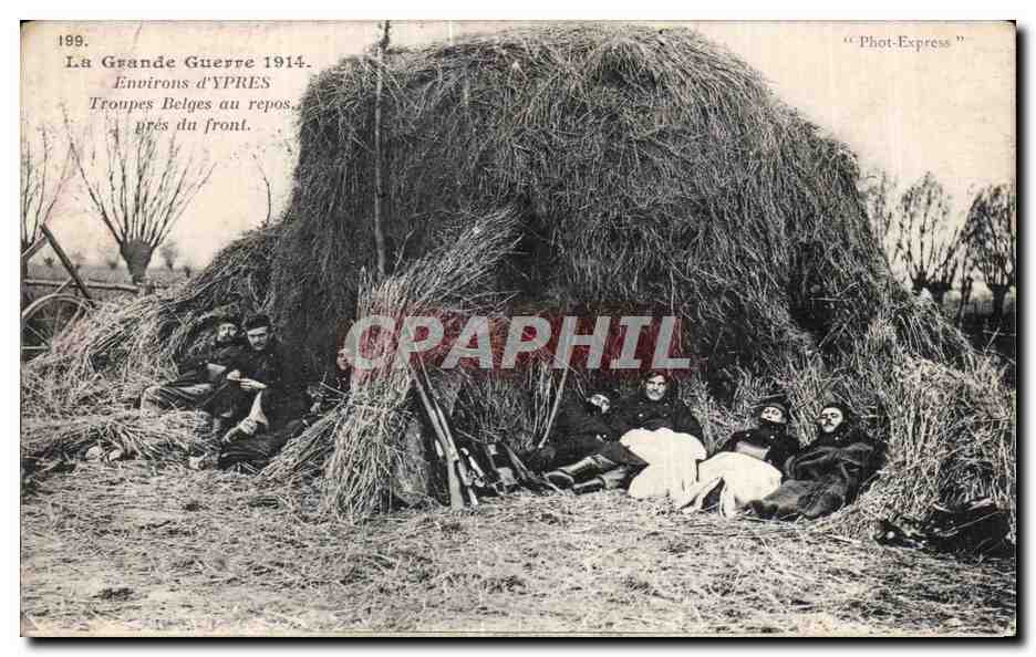 Belgische troepen in rust dichtbij het front — Onder Ypres 1914 — Phot-Express n°199