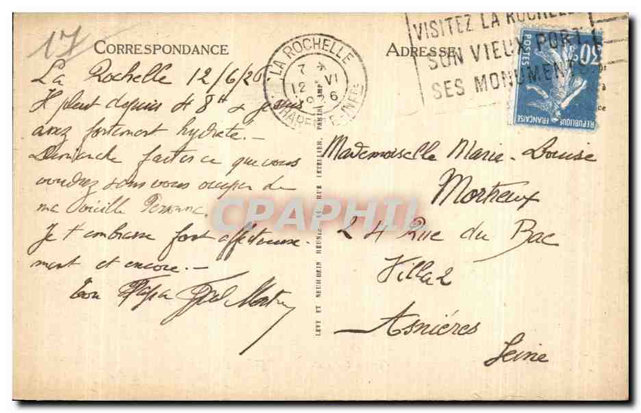 La Rochelle — Le Port et la Tour de l'Horloge — LL. n° 471 — Verso