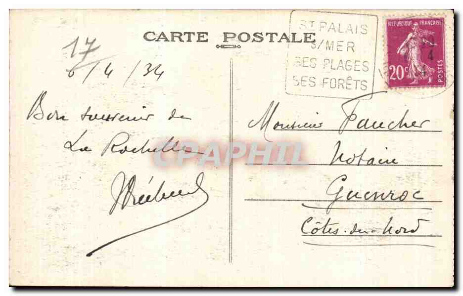 CPA La Rochelle Sortie du port — Verso
