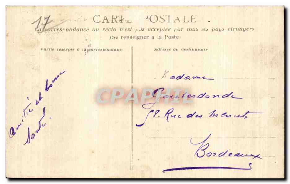 CPA La Rochelle Port d echouage Depart d un bateau pour les Iles — Verso