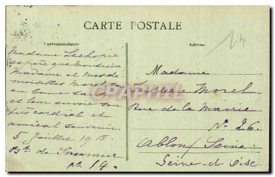 CPA Angers en 1821 Vue prise de la Haute Chaine  — Rückseite