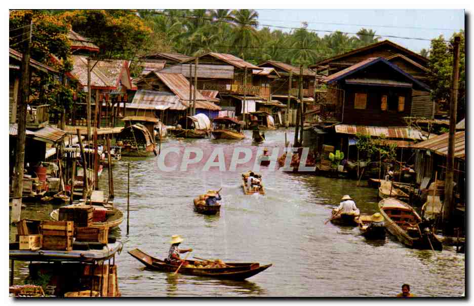 CPSM thailand Thailande Vie of Klong or canal dwellers