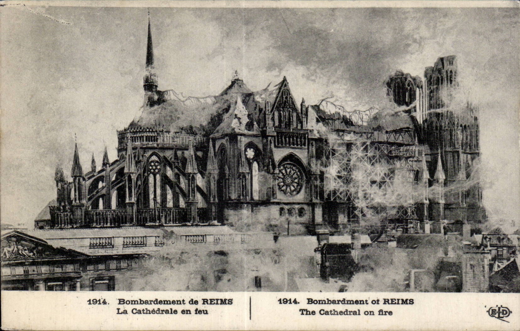 CPA Militaria la guerre 1914 Bombardement de Reims 