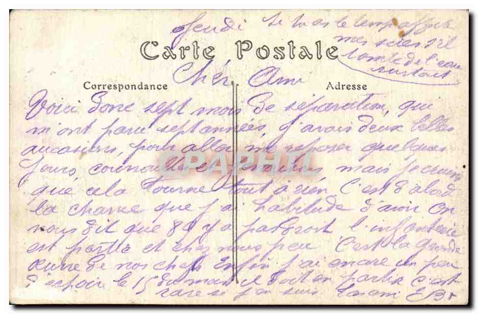 CPA Militaria la guerre 1914 Armee Francaise Le general Legrand Commandant d armee — Rückseite