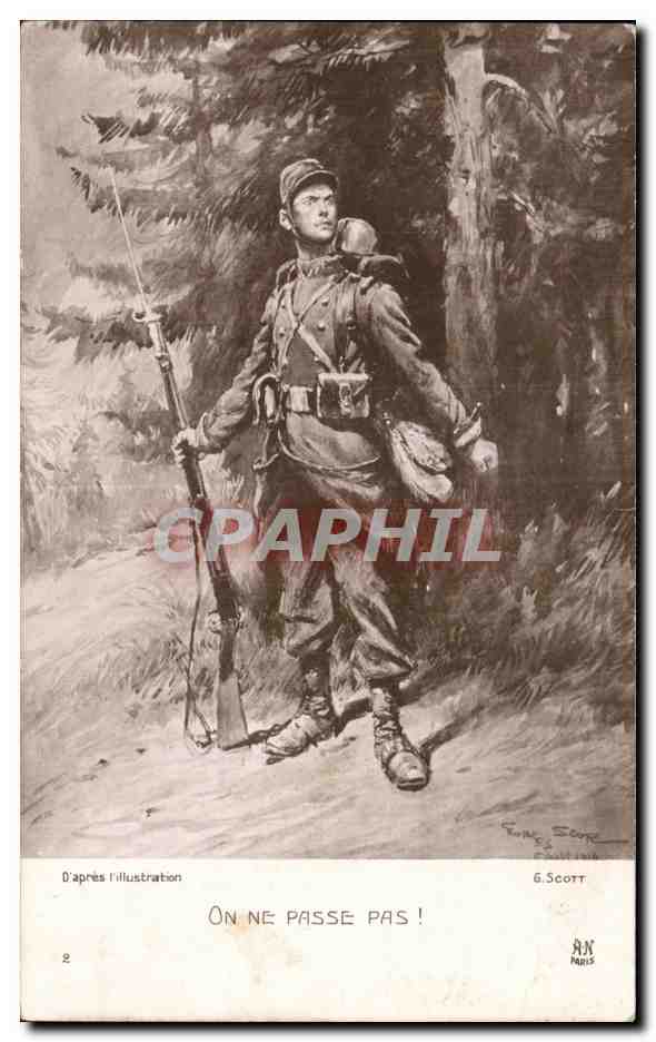 CPA Militaria On ne passe pas ! Poilu