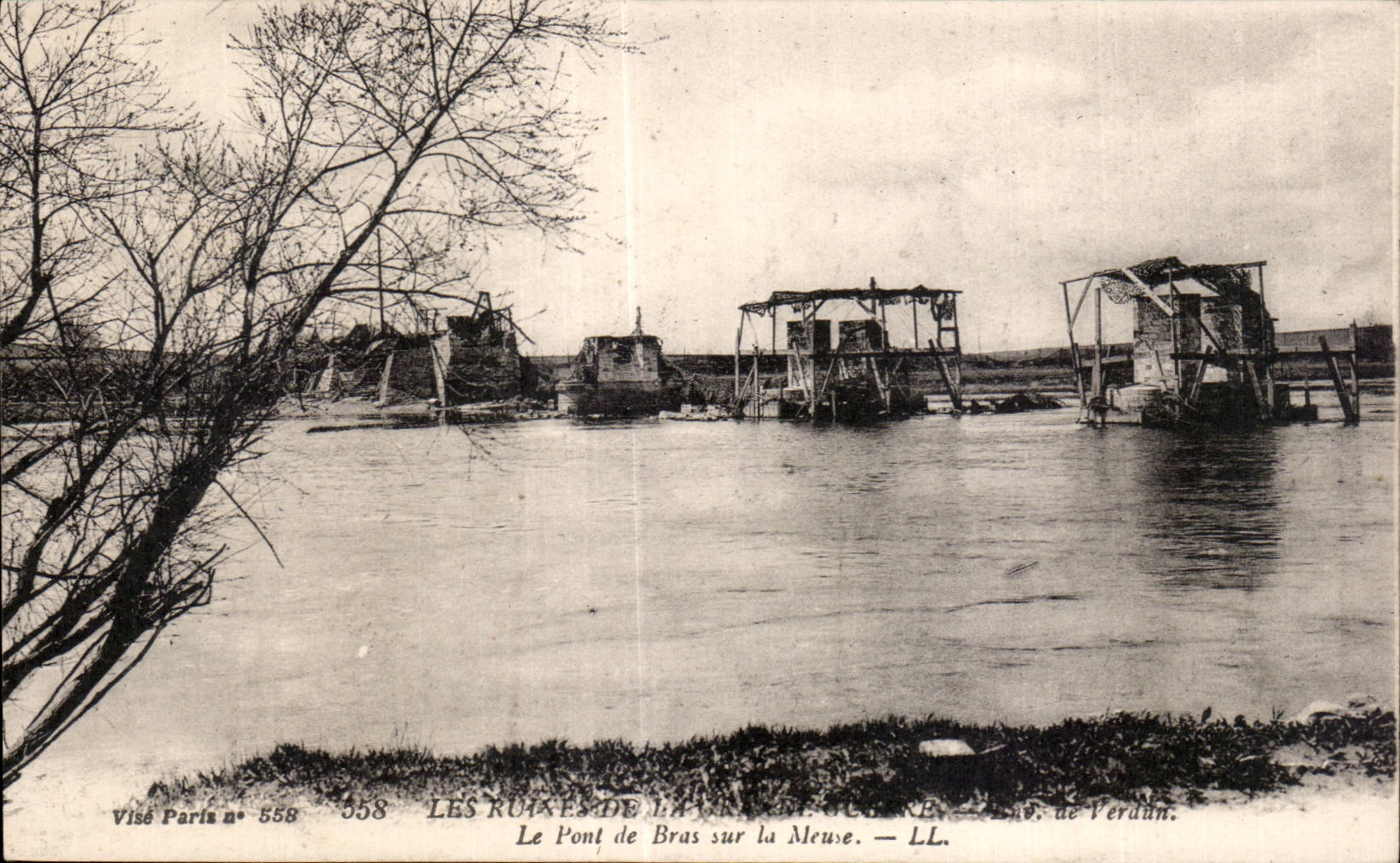 CPA Militaria Les ruines de la grande guerre Le pont de Bras sur la Meuse