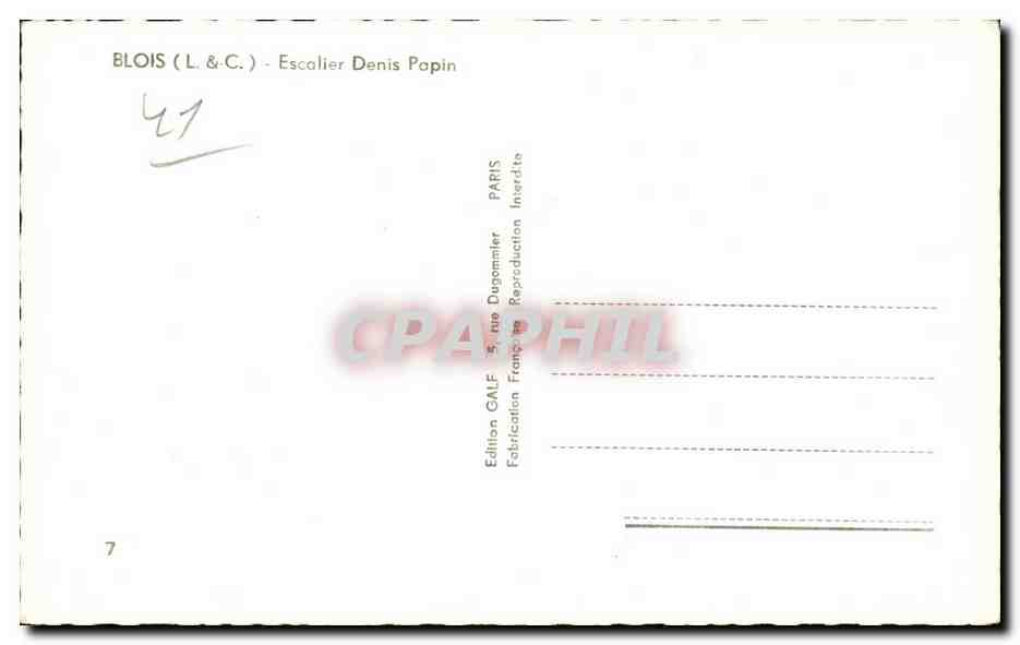 CPSM Blois Escalier Denis Papin — Verso