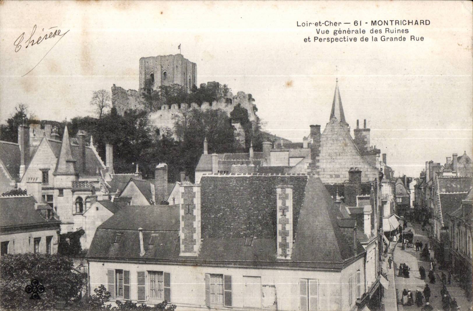 Montrichard — Allgemeiner Blick auf die Ruinen und Perspektive der Grande Rue — Loir-et-Cher 61