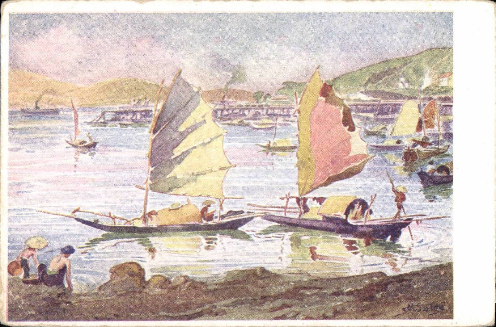 Sampans à Hongay — Tonkin — Vumeren, Édit.