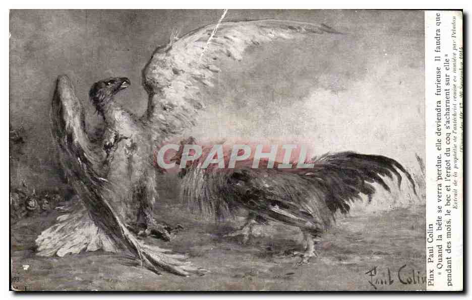 CPA Militaria Coq Poulets Allegorie