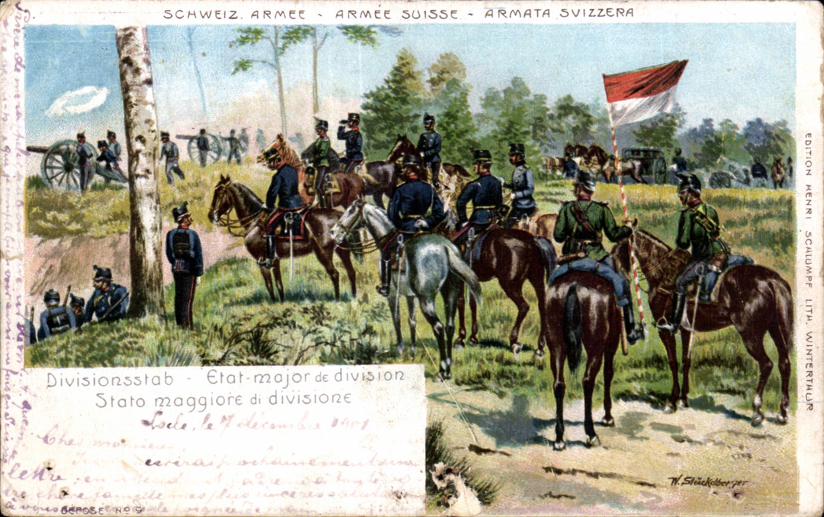 CPA Militaria ARmee suisse Etat major de la division Stato Maggiore di divisione