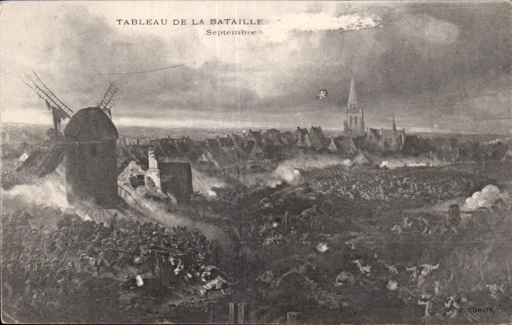 CPA Militaria Tableau de la Bataille Moulin Windmill