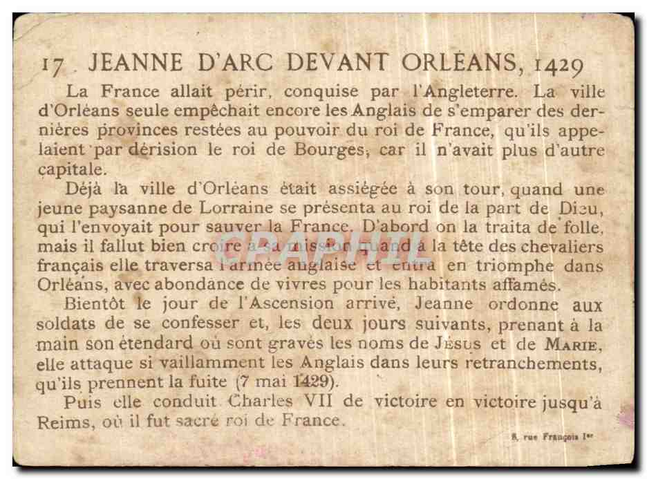 Jeanne d'Arc à Orléans — scène de bataille — éditeur non identifié, n° 17 — Reverso
