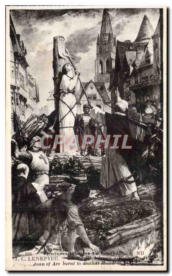 CPA Jeanne d arc peintures murales du Pantheon Paris Lenepveu Vie de Jeanne d arc brulee