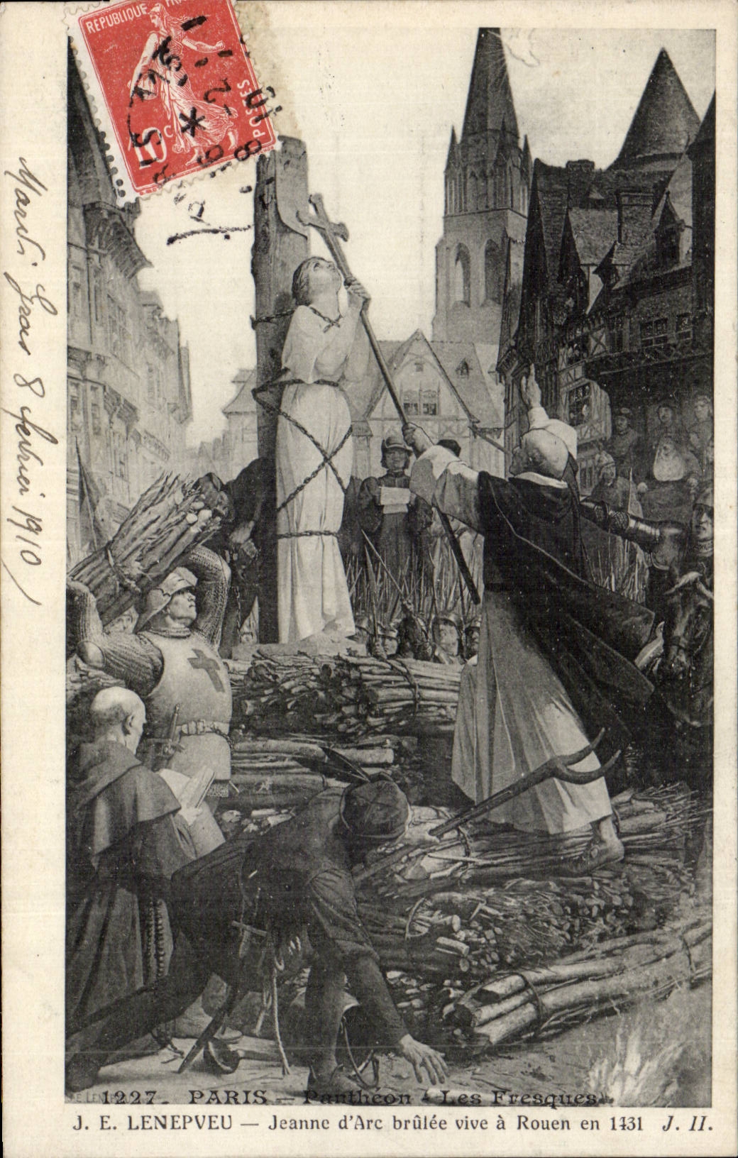 CPA Lenepveu Jeanne d arc brulee vive a Rouen en 1431