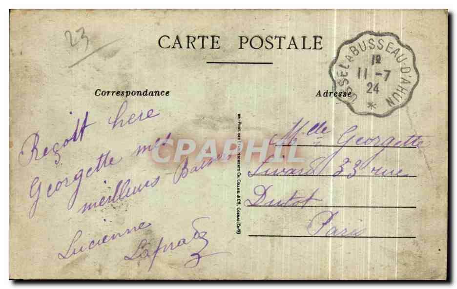 Camp de la Courtine — Vue générale du Camp de la Cavalerie — Lachède, imprimeur — Verso